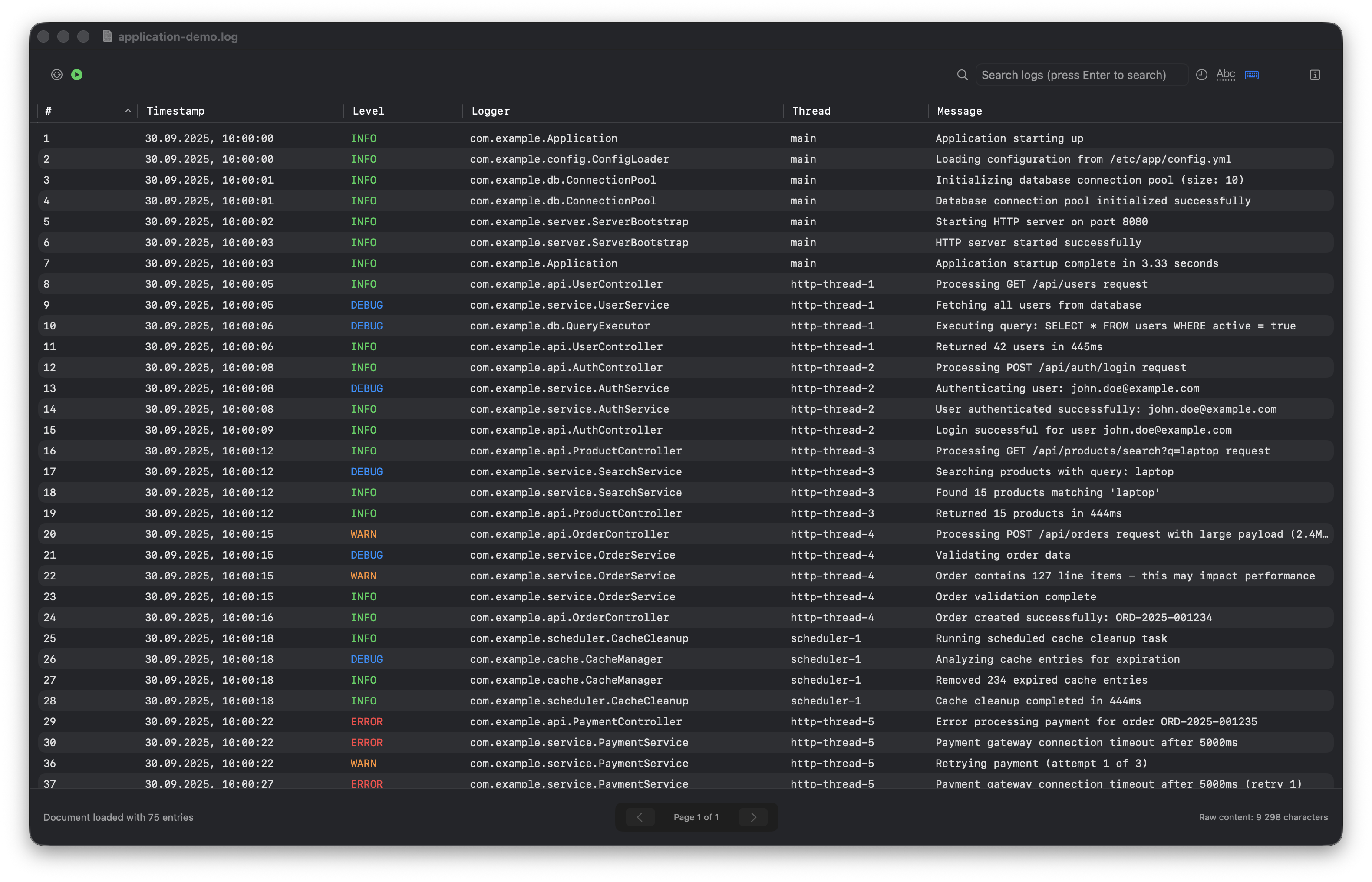 Log4j Analyzer Main Interface
